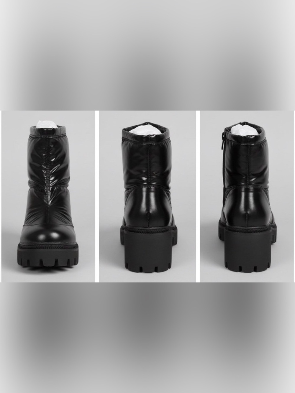 NWT Schutz Black Puffer Lug Sole Ankle Boots - Size 6.5 - Brand New In Box